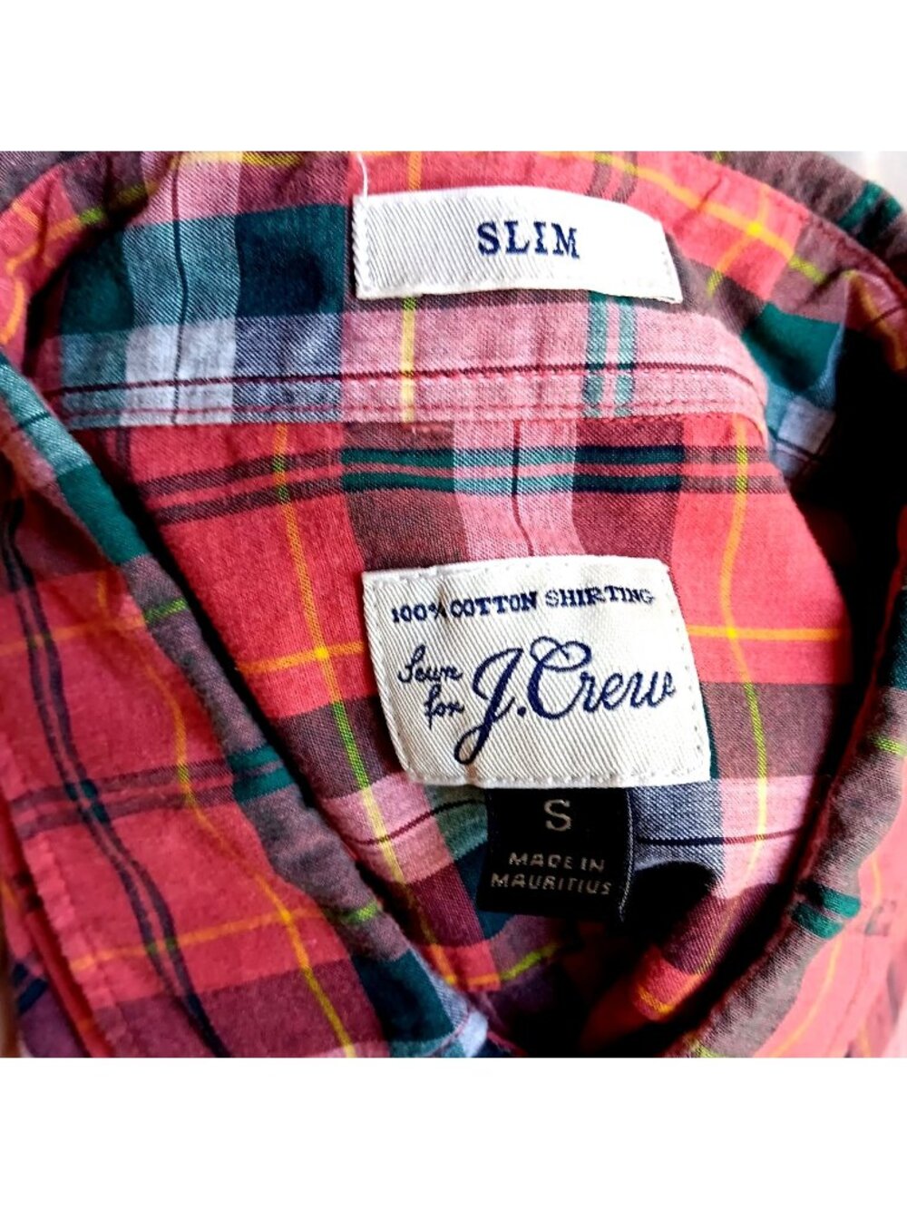 Mens Small Shirt J.Crew Slim Fit Plaid Button-Down Classic Dad Camper Sunday